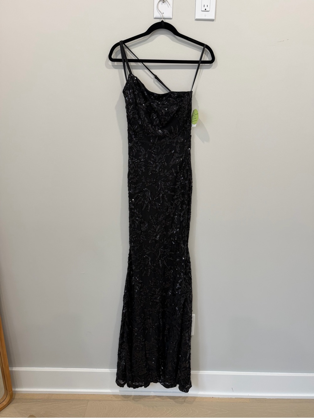 Windsor Black One-Shoulder Sequin Gown